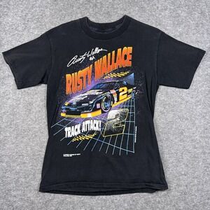 NASCAR Rusty Wallace T Shirt Mens Medium Track Attack Double Sided Vintage